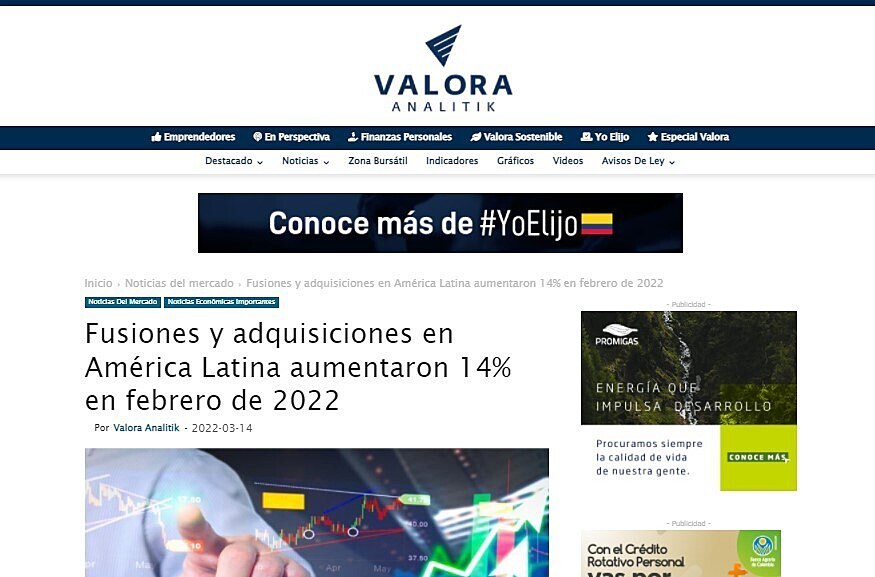 Fusiones y adquisiciones en Amrica Latina aumentaron 14% en febrero de 2022